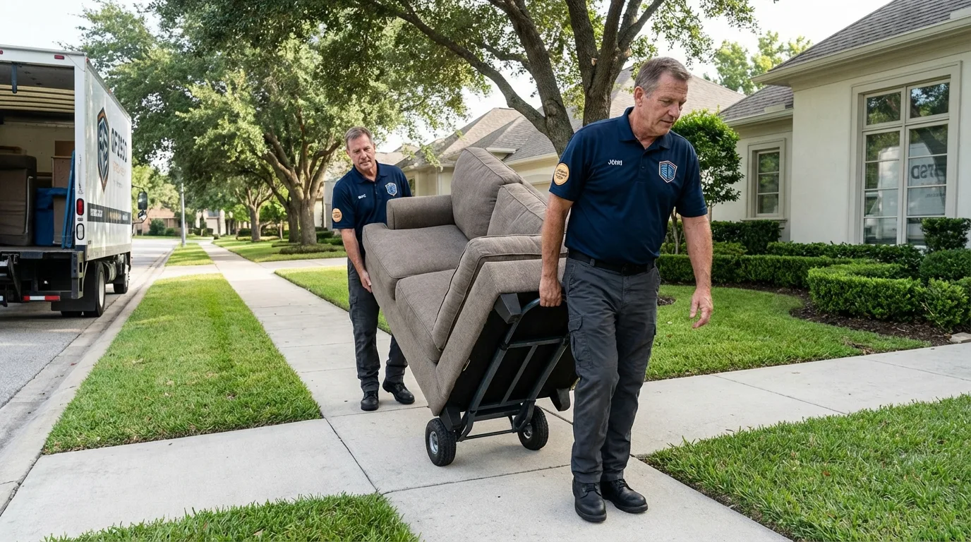 Local residential moving crew loading furniture in Folsom, CA